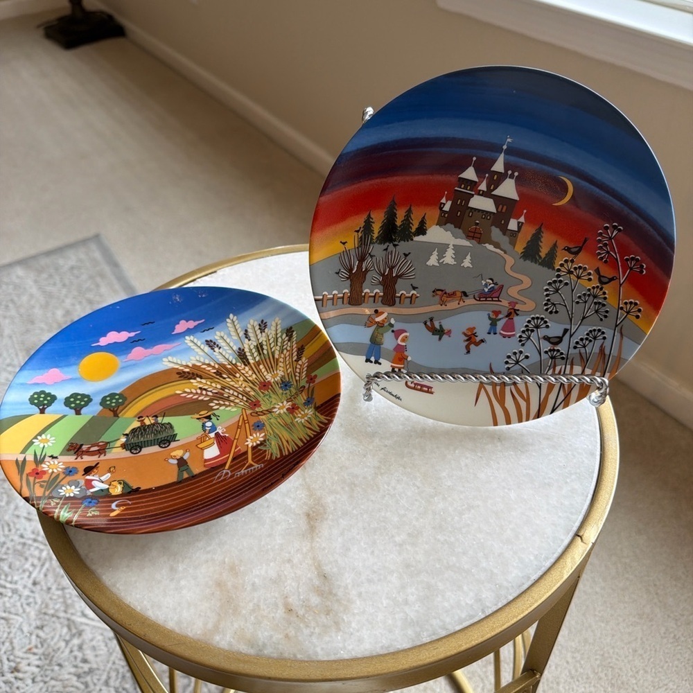 Barbara Fürstenhöfer Collector Plates Seasons Set Harvest & Winter 1980s